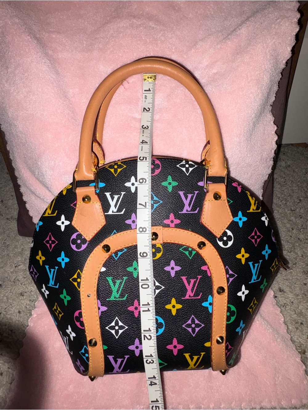 Multicolor Monogram Leather Satchel - Designer Style - Picture 10 of 10